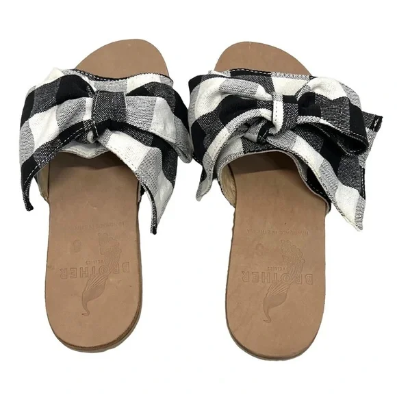 Brother Vellies Burkina Slide Montauk Picnic Gingham Bow Sandals NWT Women’s 8 - Picture 7 of 15